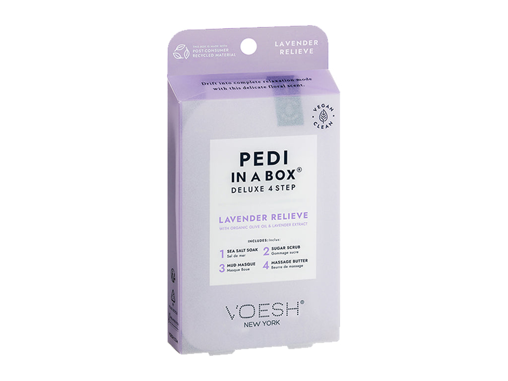 Voesh Pedi In A Box - 4 Step Lavender Relieve, Vegan Pedicure In A Box Kit, KBeauty, Voesh NZ