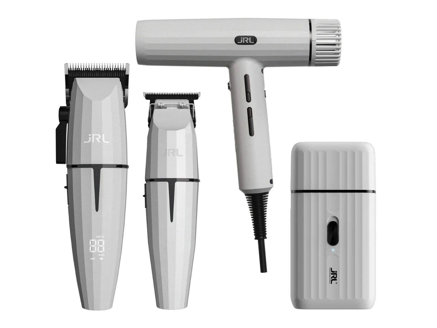JRL Professional Onyx Ghost Clipper, Trimmer, Shaver & Forte Pro Dryer Quad Kit