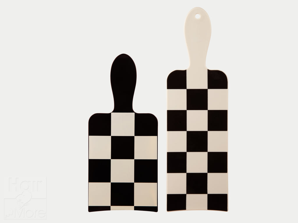 Framar 2 Pack Balayage Paddle Boards Checked Out Pattern In Cream & Black, One Short And One Long, Curved Edge Highlighting Boards