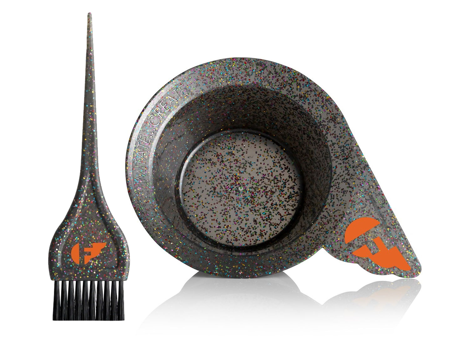 Fudge Glitter Tint Bowl And Brush Set - Black With Rainbow Glitter, Hair Colour Bowl And Applicator Brush Set, Limited Edition Fudge Bowl & Brush, Professional Salon Supplies NZ