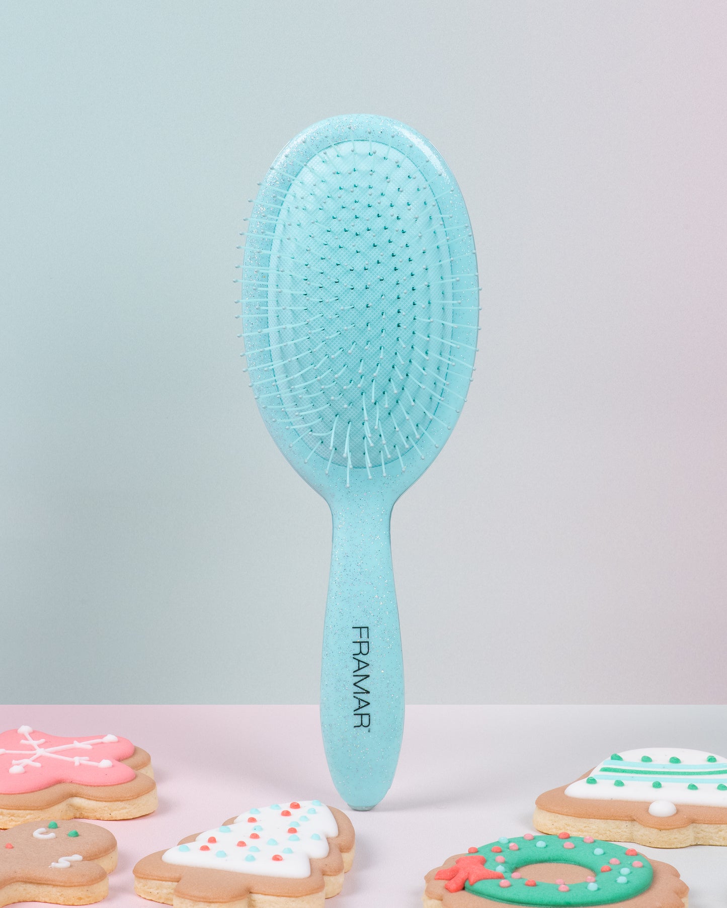 Framar Cookie Cutter 9PC Glitter Detangle Hair Brush Retail Display