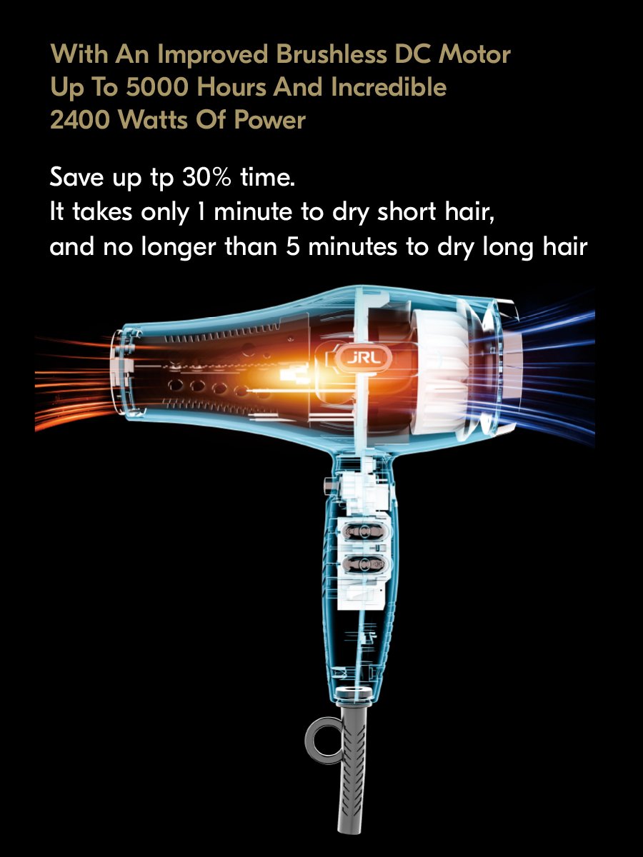JRL 2020L Forte Pro 'Feather-Lightweight' Hair Dryer - Black
