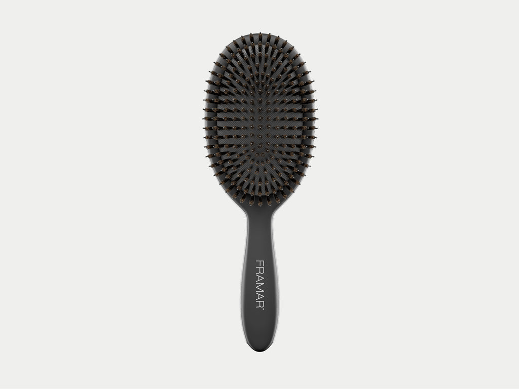 Framar Polish Brush Black Boar Bristle Hair Brush, The Perfect Slicked Back Pony Tail Brush