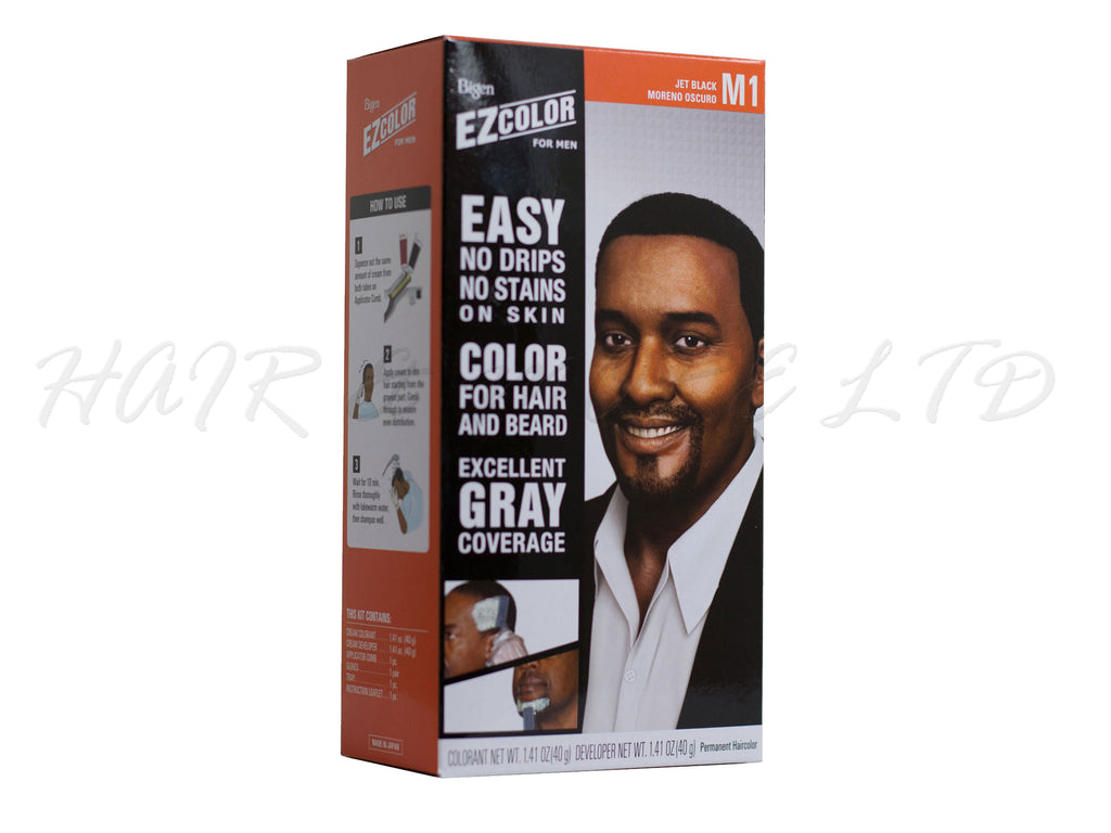 Bigen EZ Colour For Men Hair + Beard/Moustache Colour - M1 Jet Black, Mens Easy To Use Comb-In Hair + Beard + Moustache Colour - No Ammonia, Mens Hair Colour With Great Grey Coverage - No Skin Staining, Bigen - Mens Grooming Products, Just For Men, NZ Barber Supplies, NZ Salon Supplies