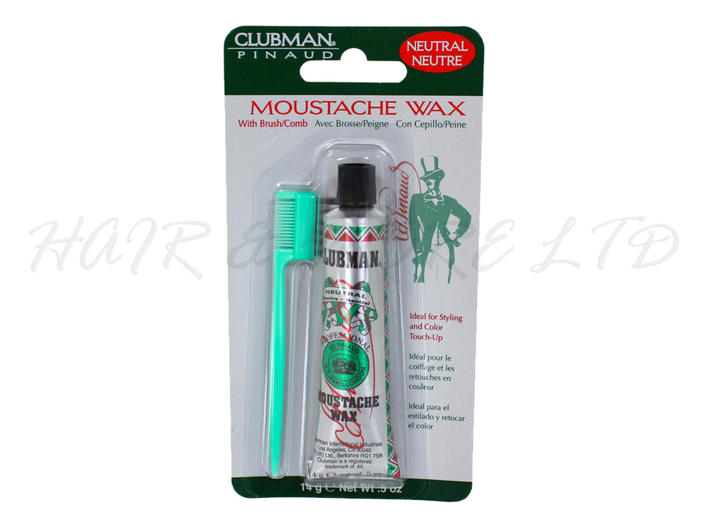 Clubman Mustache Wax with Comb/Brush 14g - Neutral