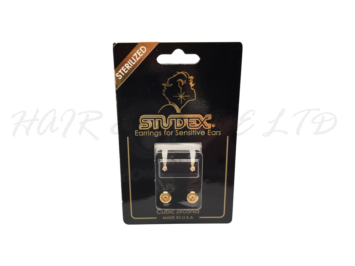 Studex Gold Plated Earrings Cubic Zirconia, 1 Pair - Mini Size 2mm