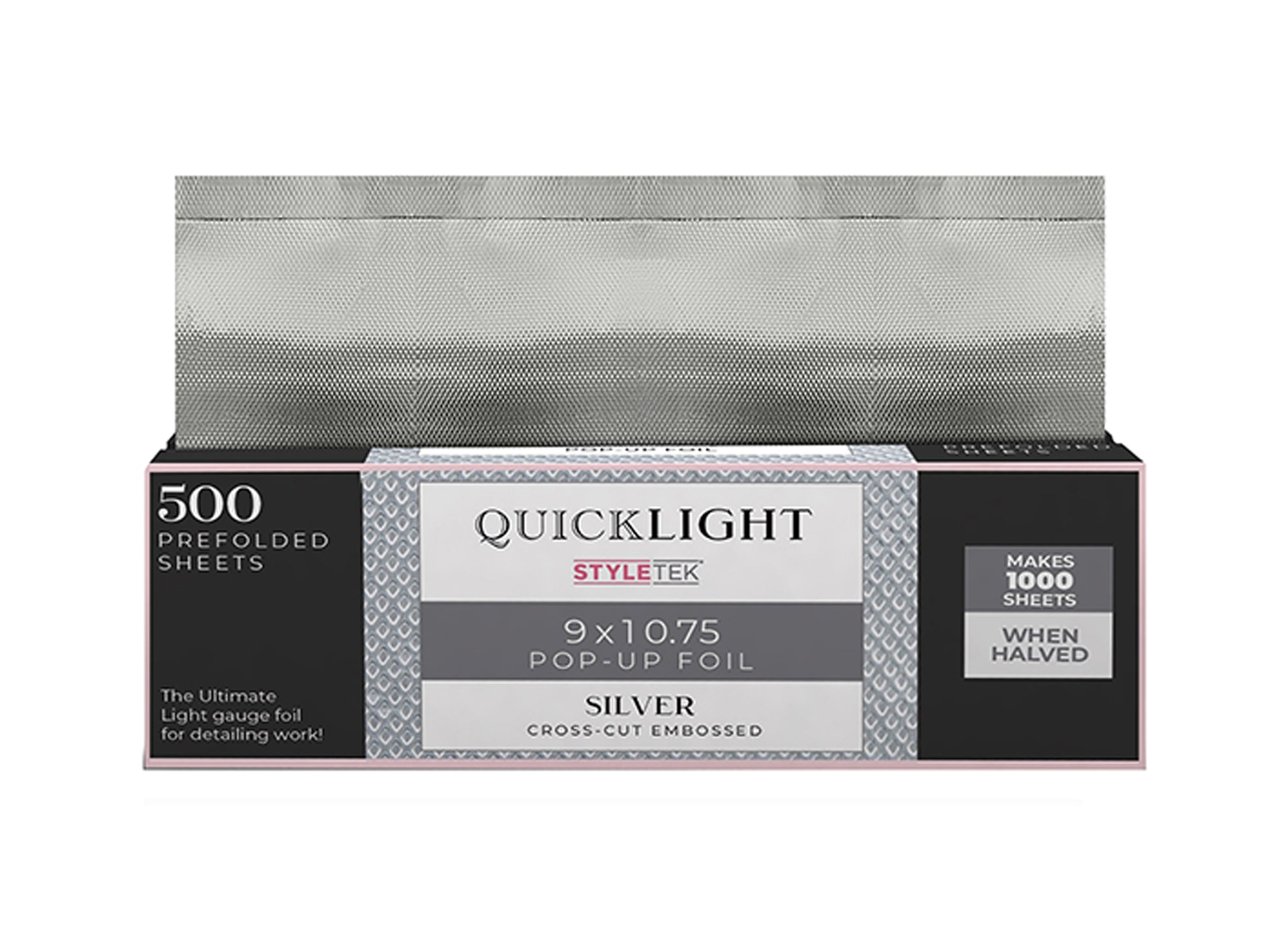 Styletek Quicklight Silver Pop Up Foils 9 x 10.75" 500 Pack Pre-Folded Pop Up  Cross - Cut Embossed Highlighting Foils