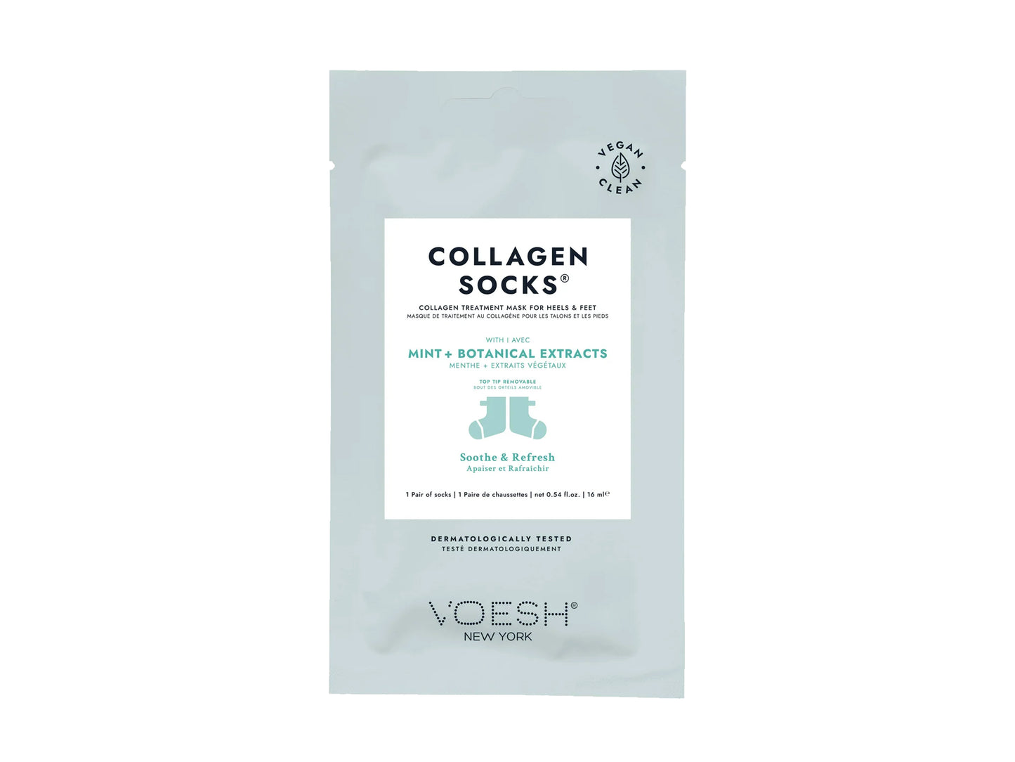 Voesh Collagen Treatment Socks 1 Pair With Mint + Botanical Extracts, Collagen Treatment Mask Socks For Heels And Feet To Soothe And Refresh, KBeauty, Voesh NZ