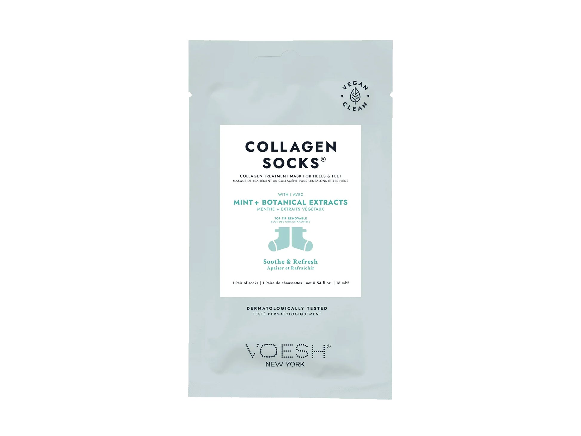 Voesh Collagen Treatment Socks 1 Pair With Mint + Botanical Extracts, Collagen Treatment Mask Socks For Heels And Feet To Soothe And Refresh, KBeauty, Voesh NZ