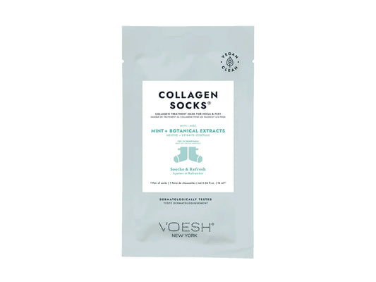 Voesh Collagen Treatment Socks 1 Pair With Mint + Botanical Extracts, Collagen Treatment Mask Socks For Heels And Feet To Soothe And Refresh, KBeauty, Voesh NZ