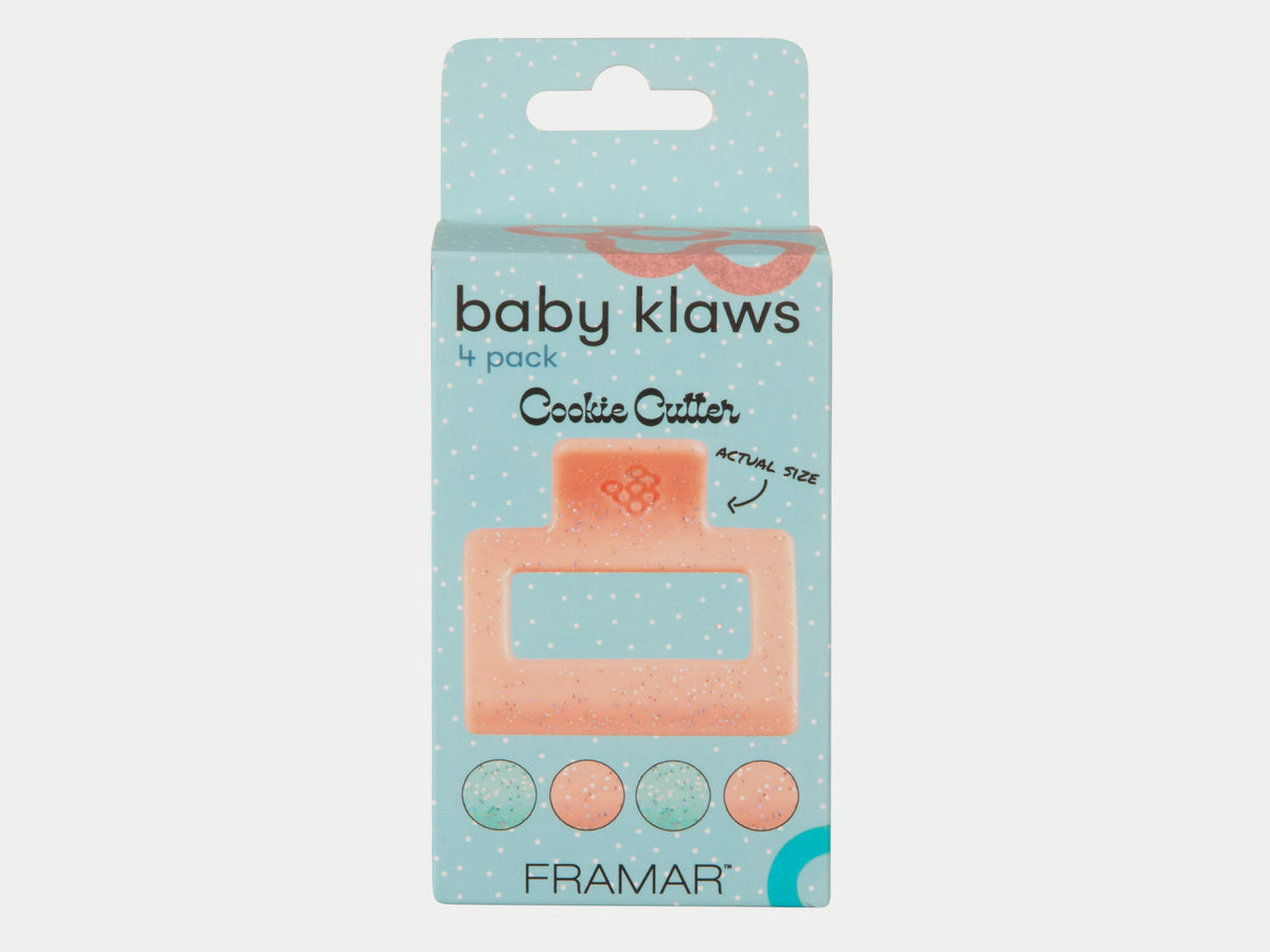 Framar Cookie Cutter Baby Klaws Glitter Hair Clips 4pk