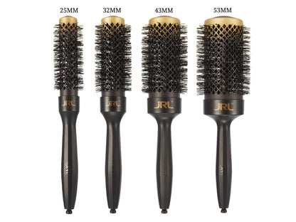 JRL Ceramic Round Brush Set - 4pcs, Set Of 4 Professional Blow Drying Round Brushes - 1 x 25mm + 1 x 32mm + 1 x 43mm + 1 x 53mm, Heat Activated Round Brushes With Mixed Bristles For Fast & Smooth Styling, Buy The Set & Save, Round Brushes Set With Sectioning Pick In Handle, JRL Heat Activated Colour Changing Blow Waving Brushes, Authorized JRL Stockist NZ
