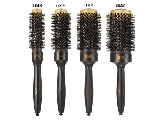 JRL Ceramic Round Brush Set - 4pcs, Set Of 4 Professional Blow Drying Round Brushes - 1 x 25mm + 1 x 32mm + 1 x 43mm + 1 x 53mm, Heat Activated Round Brushes With Mixed Bristles For Fast & Smooth Styling, Buy The Set & Save, Round Brushes Set With Sectioning Pick In Handle, JRL Heat Activated Colour Changing Blow Waving Brushes, Authorized JRL Stockist NZ