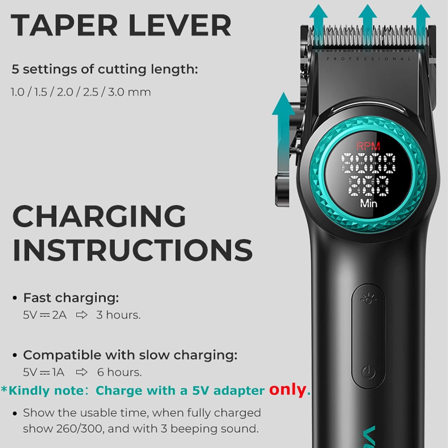 VGR Voyager Professional Hair Clipper - Black