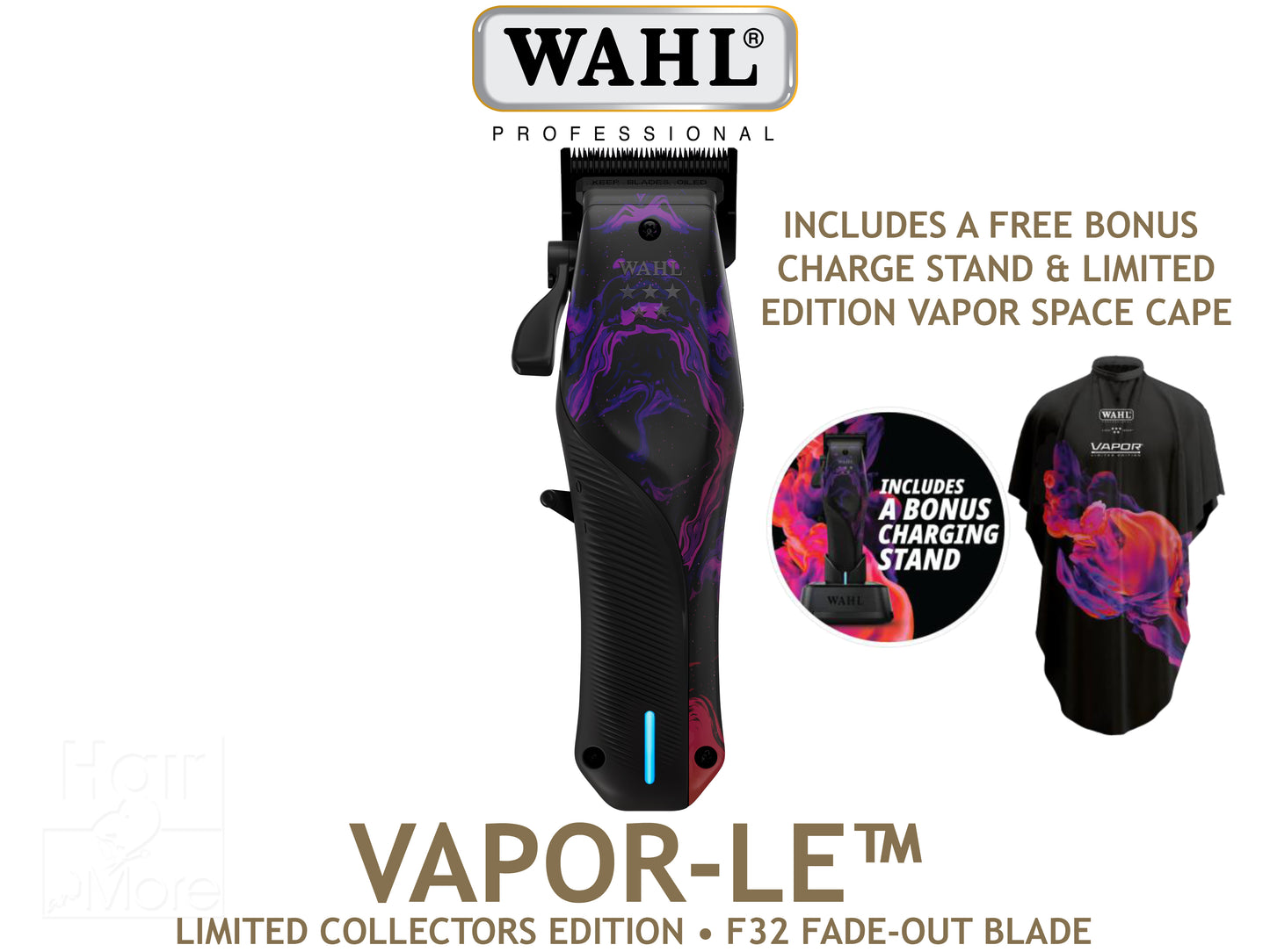 WAHL Professional Vapor Clipper Space Limited Edition + FREE Single Charge Station & LE Vapor Space Cape