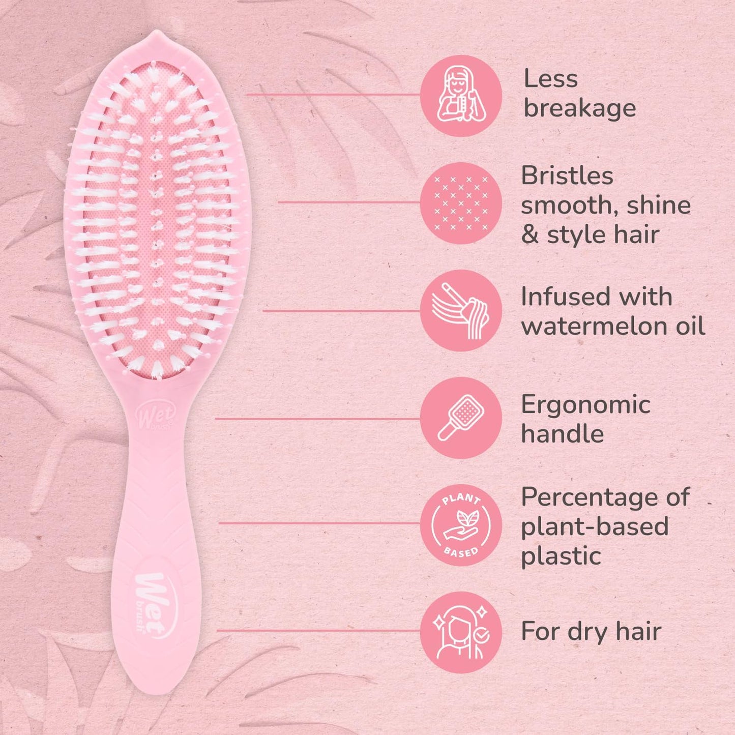 Wet Brush Go Green Treatment & Shine Watermelon Oil Infused Hair Brush - Pink