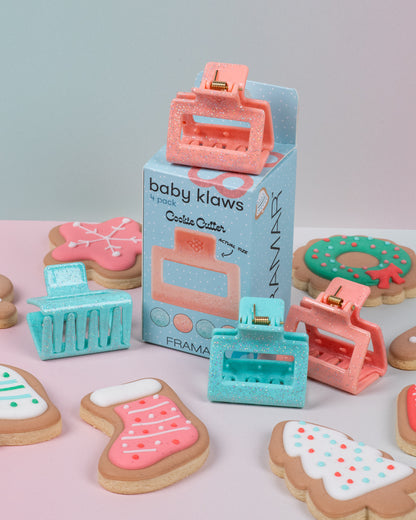 Framar Cookie Cutter Baby Klaws Glitter Hair Clips 4pk