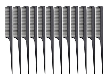 Diane Rat Tail Combs 21.5cm (8.5") Black - 12 pack