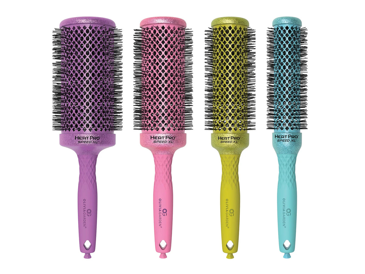 Olivia Garden Heat Pro Speed XL Glitter Round Brush 32mm (1-1/4") - Turquoise Glitter