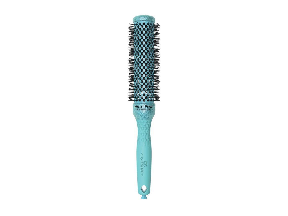 Olivia Garden Heat Pro Speed XL Glitter Round Brush 32mm (1-1/4") - Turquoise Glitter