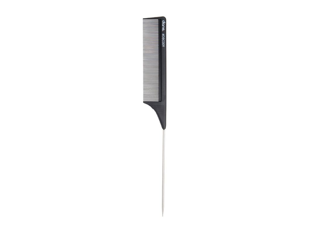 Diane Hairdressing 9" (23cm) Carbon Pin Tail Comb - Heat & Chemical Resistant, Hairdressing Tail Comb Heat Resistant Up To 400 Degrees Fahrenheit/203 Degrees Celcius, Heat Proof Tail Comb Ideal For Keratin & Straightening Services, 9" Pin Tail Comb For Highlighting & Sectioning Hair, NZ Professional Salon Supplies, NZ Hair & Beauty Supplies, Diane Hairdressing Combs and Tools Stockist NZ