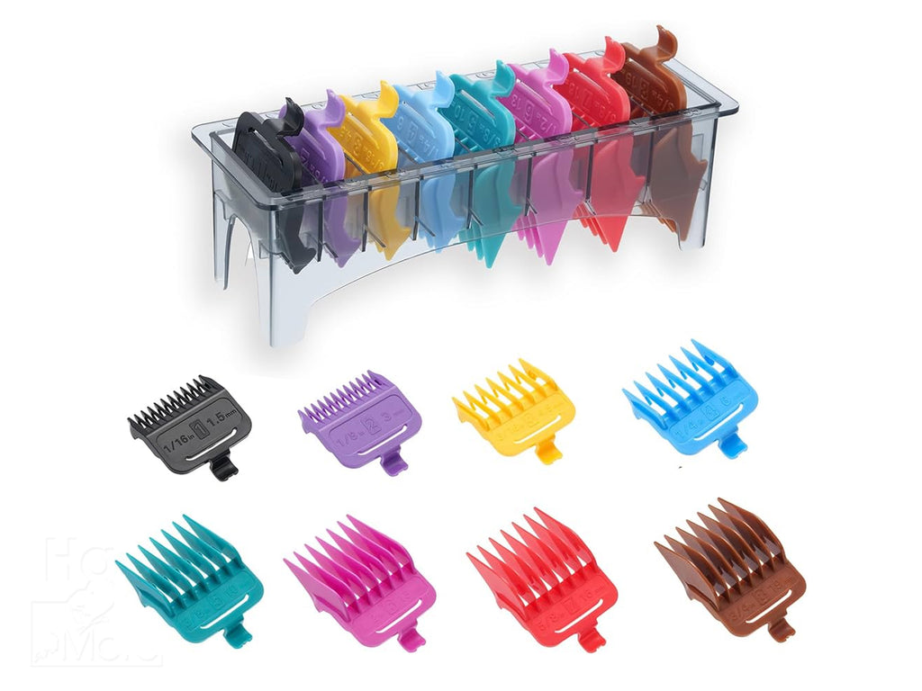 VGR Voyager Professional 8pc Coloured Guide Comb Set w/Caddy