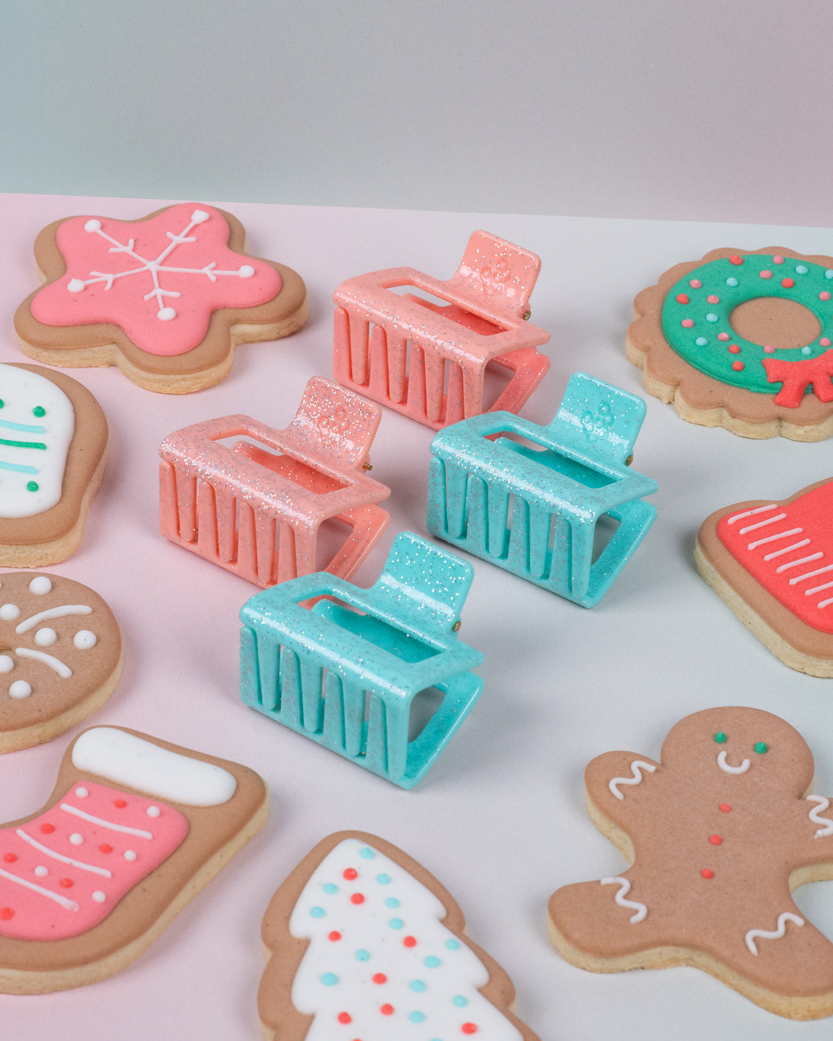 Framar Cookie Cutter Baby Klaws Glitter Hair Clips 4pk