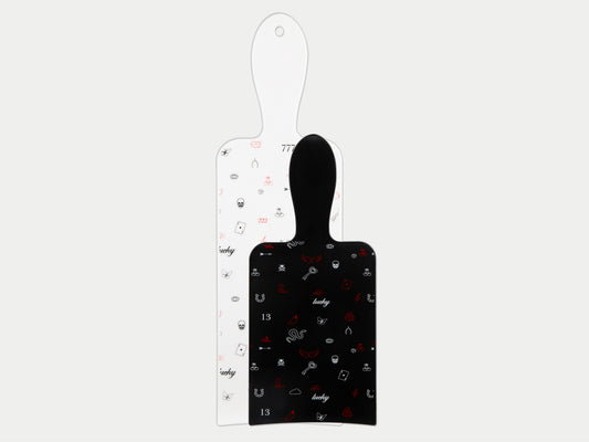 Framar Limited Edition 'Get Lucky' 2 Pack Balayage Paddle Highlighting Boards White and Black With Tattoo Art Detail, Highlighting Paddle Boards 2 Pack, Balayage Paddles Short and Long, Curved Edge Highlighting Paddle Boards, Framar Get Lucky Collection - Limited Edition, Framar NZ, Salon Supplies NZ, Professional Salon Suppliers NZ, Hair Products Online