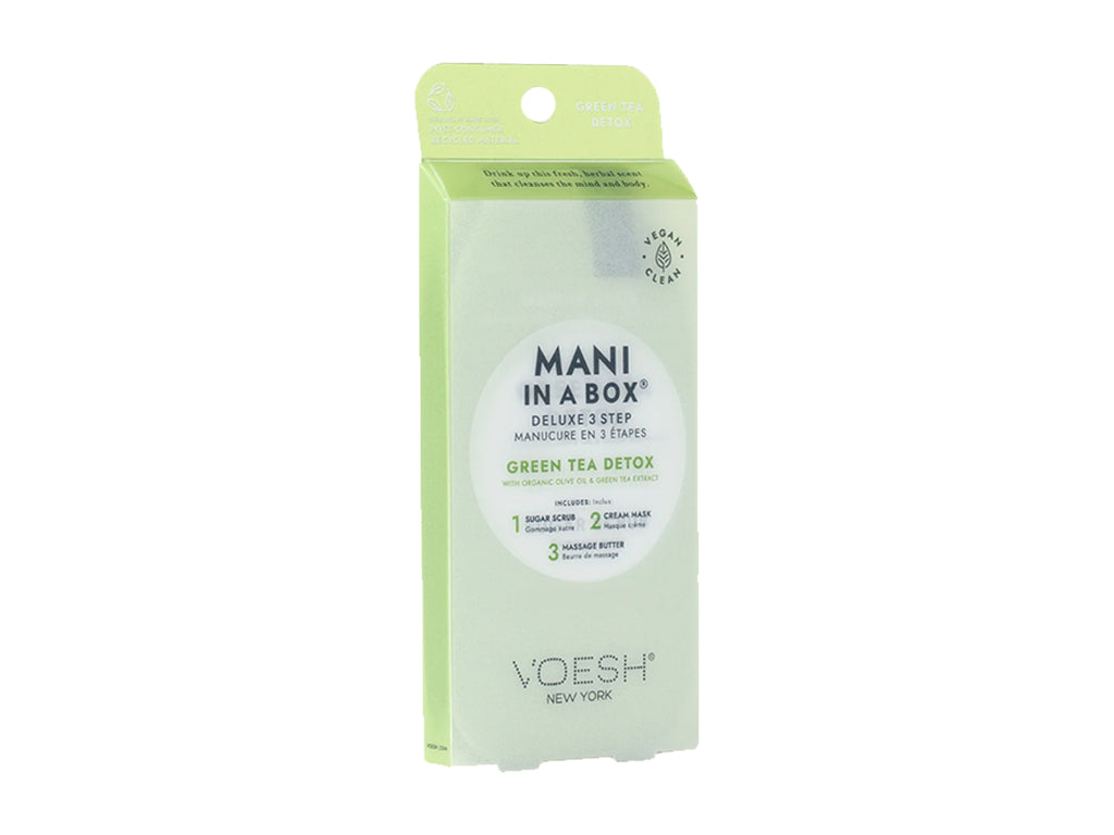 Voesh Mani In A Box -3 Step Green Tea Detox, Vegan Manicure In A Box Kit, DIY Manicure, Self Care, Pamper Your Hands At Home, 3 Step Mani Kit, Great Hair & Beauty Salon Retail Item, KBeauty, NZ Salon Supplies, Voesh NZ 