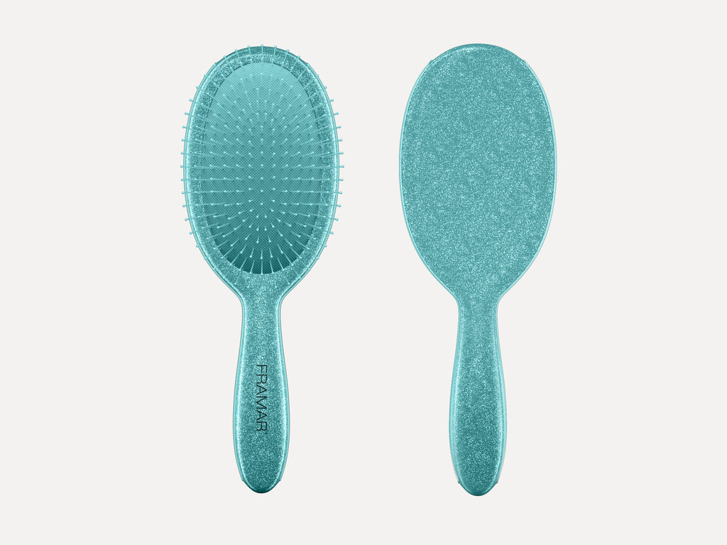 Framar Limited Edition Cookie Cutter Detangle Brush, Frosting - Glitter Turquoise