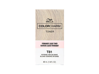 Wella Color Charm T81 Intense Ash Blonde Permanent Toner For Pre-Lightened Hair 42ml, Wella Permanent Toner For Icy Cool Ash Blonde Hair, Intense Ash Toner Ideal For Eliminating Brass From Blonde Hair, Toner For Hair, Wella Color Charm Toners NZ, NZ Professional Hairdressing Supplies, NZ Salon Supplies, Blonde Hair NZ