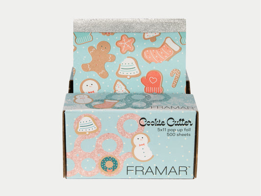 Framar Limited Edition Cookie Cutter Pop Up Highlighting Foils 5' x 11" 500 Sheets, Christmas Themed Salon Foils With Christmas Cookie Pattern
