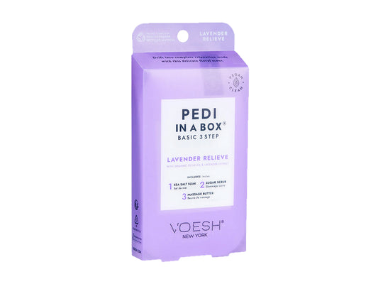 Voesh Pedi In A Box - 3 Step Lavender Relieve, Vegan Pedicure In A Box Kit, KBeauty, Voesh NZ