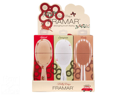 Framar Holly Days 9PC Detangle Hair Brush Retail Display