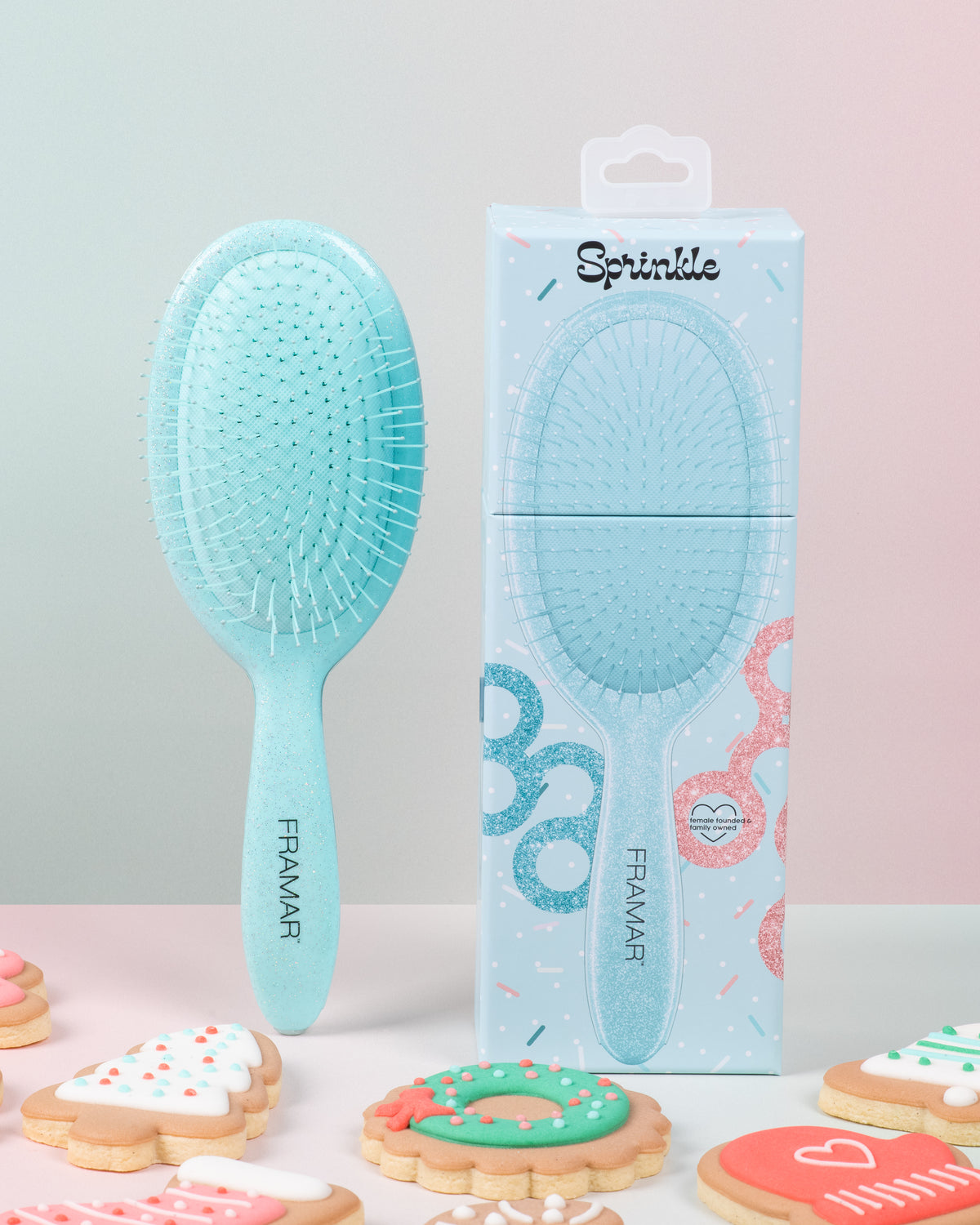 Framar Cookie Cutter Glitter Detangle Hair Brush - Sprinkle