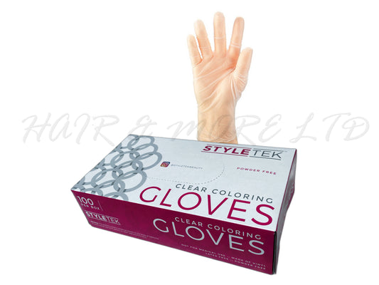 StyleTek Vinyl Clear Colouring Gloves Powder Free 100pk