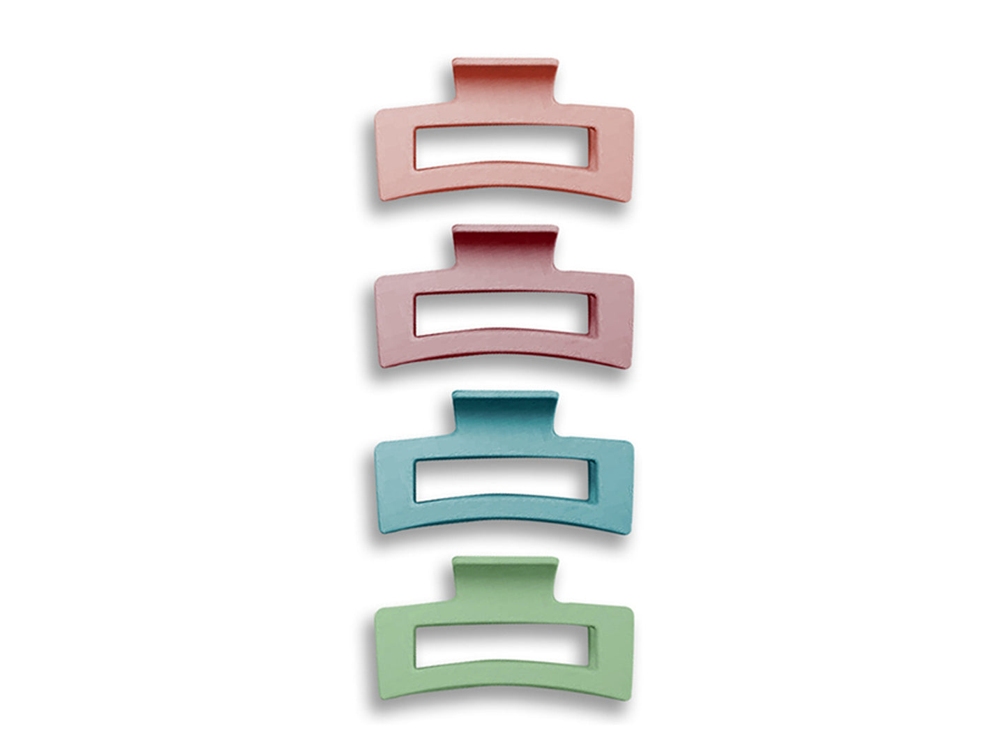 StyleTek Rectangular Claw Clips 4 Pack - Pastels, Rectangle Hair Claw Clips Pastel Green + Pastel Light Pink + Pastel Blue + Pastel Medium Pink, Large Claw Clips In Matte Finish, StyleTek NZ