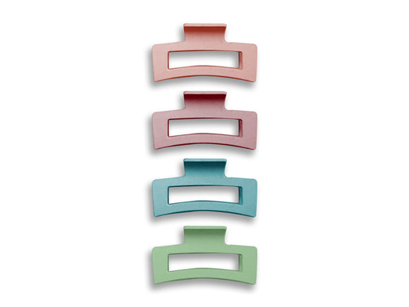 Styletek Rectangular Claw Clips, 4pc Variety Pack - Pastels