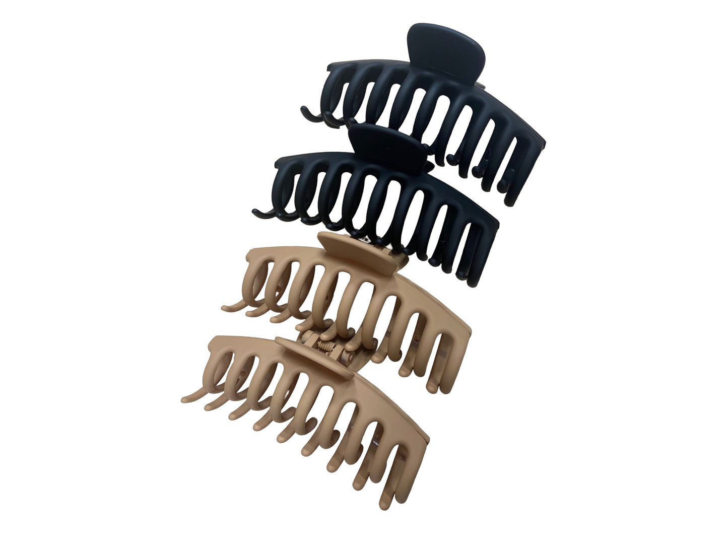 StyleTek Claw Clips 4 Pack Neutral Colours - 2 Black + 2 Brown, Matte Finish, StyleTek NZ