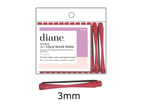 Diane Cold Wave Perm Rods - (A) Mini Red 3mm - 12 Pack