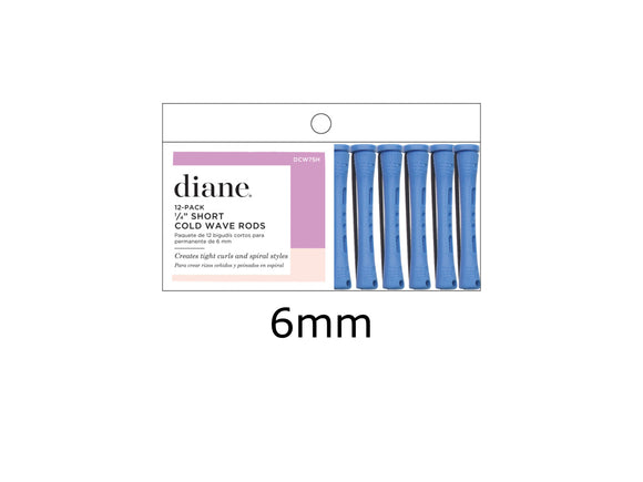 Diane Cold Wave Perm Rods - (B) Short Blue 6mm - 12 Pack