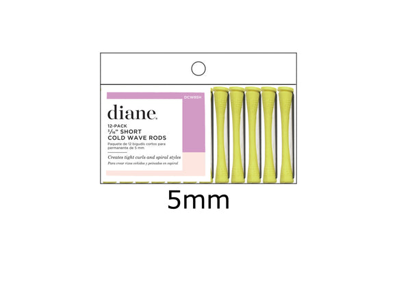 Diane Cold Wave Perm Rods - (C) Short Yellow 5mm - 12 Pack