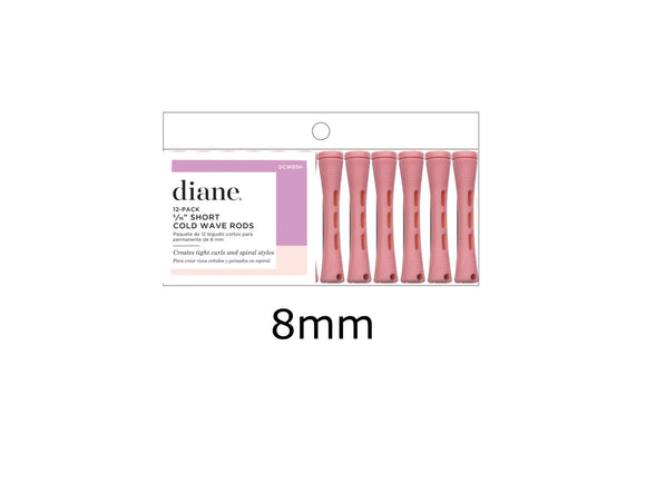 Diane Cold Wave Perm Rods - (D) Short Pink 8mm - 12 Pack
