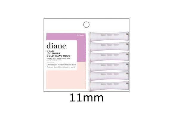 Diane Cold Wave Perm Rods - (F) Short White 11mm - 12 Pack