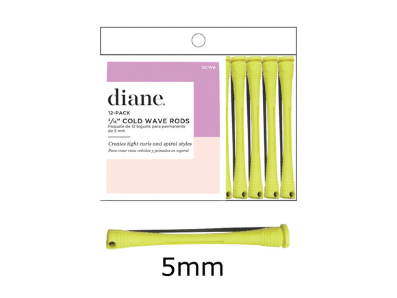 Diane Cold Wave Perm Rods - (G) Long Yellow 5mm - 12 Pack