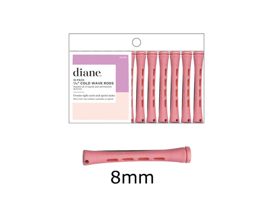 Diane Cold Wave Perm Rods 8mm/ 5/16"- 12 Pack - Long - Pink Colour, Diane Hairdressing Long Perm Rods Pack, Fromm, Diane By Fromm, Plastic Perm Rods, NZ Hair Salon Sundries, NZ Professional Salon Supplies,