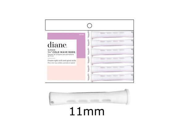 Diane Cold Wave Perm Rods - (K) Long White 11mm - 12 Pack