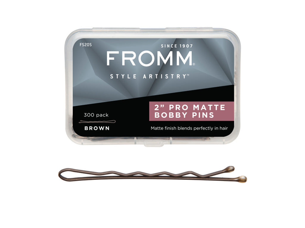 Fromm Style Artistry 50mm (2") Pro Matte Bobby Pins, 300 Pack - Brown/Bronze