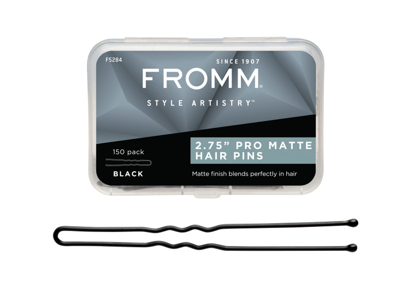 Fromm Style Artistry Matte Black Invisible Pins 2.75" (76mm) 150 Pack, Professional Hair Pins For Hair Ups/Up-Do's, Wedding Hair Styling Pins, Dance Hair Styling Pins, Matte Finish Hair Pins Blend Into Hair, Professional Hair and Beauty Supplies, NZ Salon Suppliers