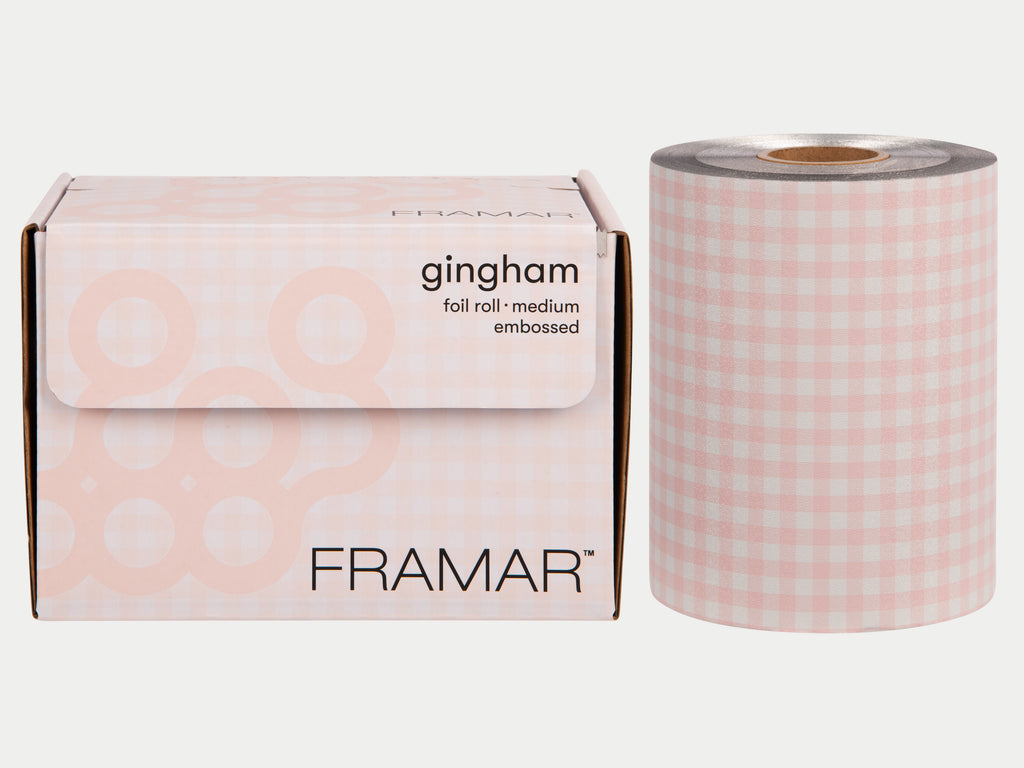 Framar Gingham Pink Embossed Roll Foil 97.5m (320ft)